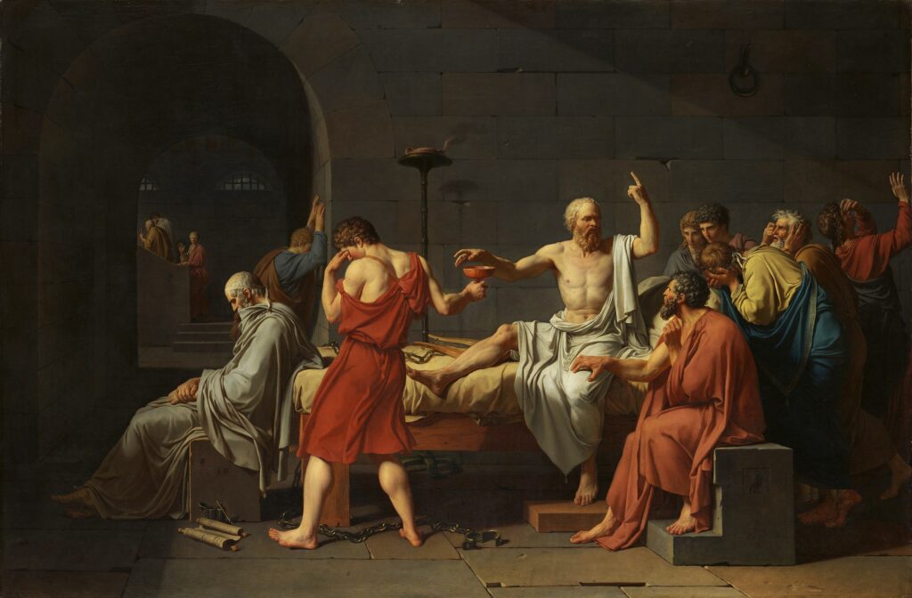 A painting of Socrates taking hemlock